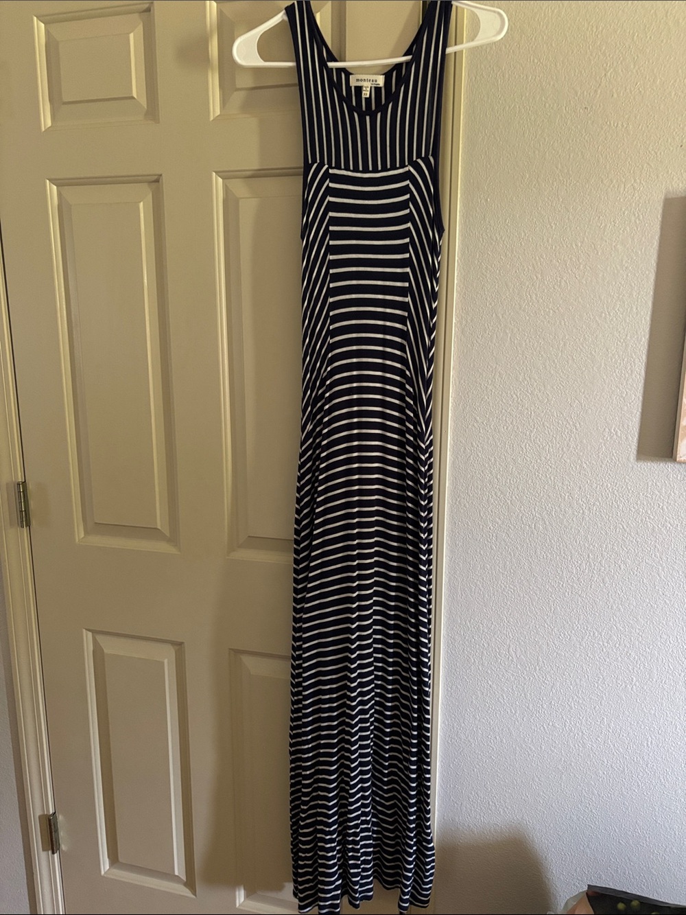 Monteau Navy & White Striped Sleeveless Maxi Dress - Picture 2 of 3